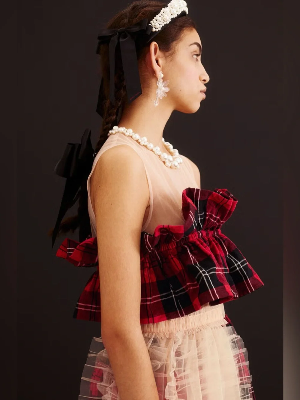 New Simone Rocha x H&M tartan plaid and tulle dress - Picture 3 of 10